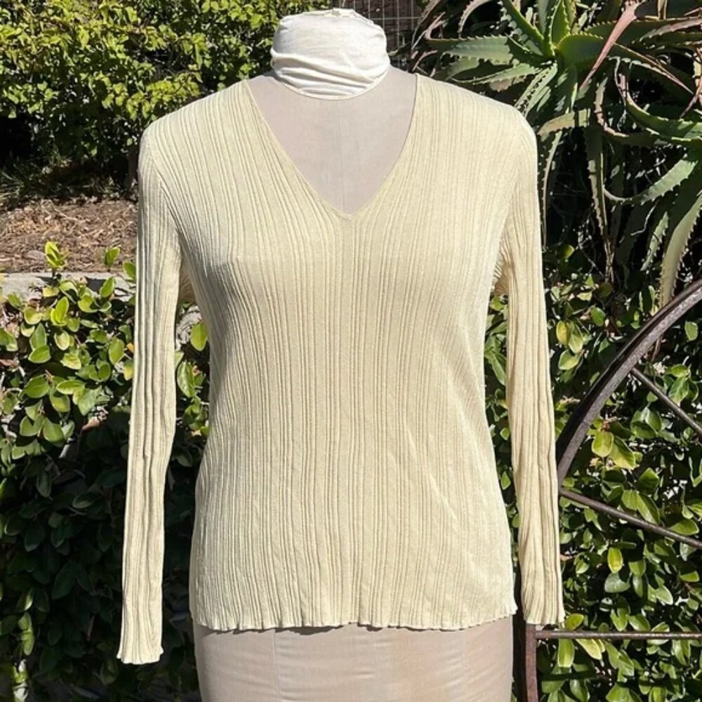 Akris Ribbed Knit Silk Top Butter Yellow
